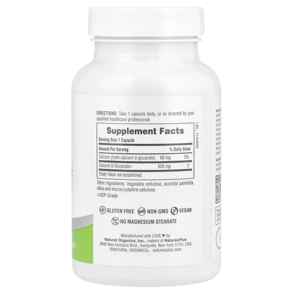 NaturesPlus, Pro, D-глюкарат кальцію 600, 90 капсул (600 мг у капсулі)