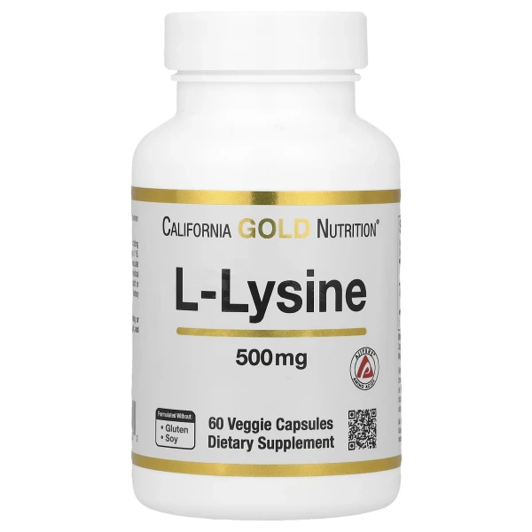 L-лизин California Gold Nutrition (L-Lysine) 500 мг 60 растительных капсул