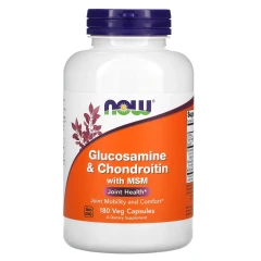 Глюкозамін і хондроїтин з МСМ NOW Foods (Glucosamine &amp; Chondroitin with MSM) 180 вегетаріанських капсул