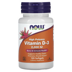 Високоефективний вітамін D3 NOW Foods (Vitamin D3) 2000 МО 120 капсул