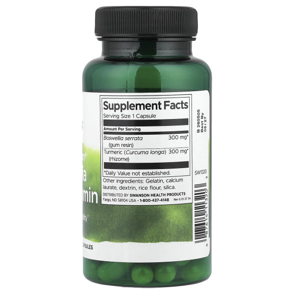 Босвеллия и куркумин Swanson (Full spectrum boswellia and curcumin) 300 мг 60 капсул