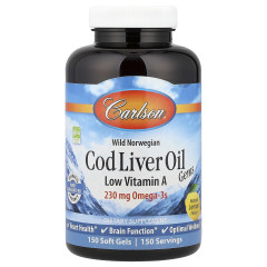 Риб'ячий жир з печінки тріски Carlson (Cod liver oil) 1000 мг 150 капсул