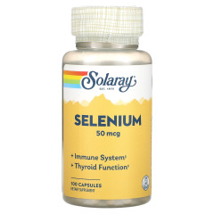 Селен дріжджовий органічно зв'язаний Solaray (Selenium) 50 мкг 100 капсул