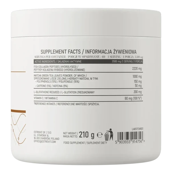 Колаген Ostrovit + Матча Collagen + Matcha без смаку 210 г