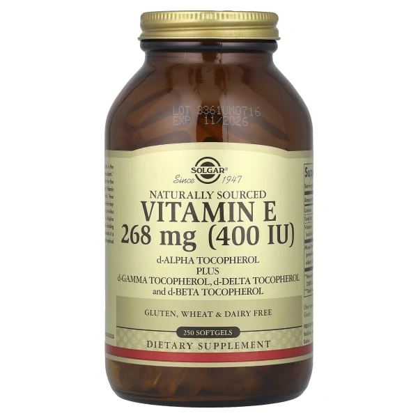 Вітамін E 400 МО суміш токоферолів Solgar (Vitamin E) 250 капсул