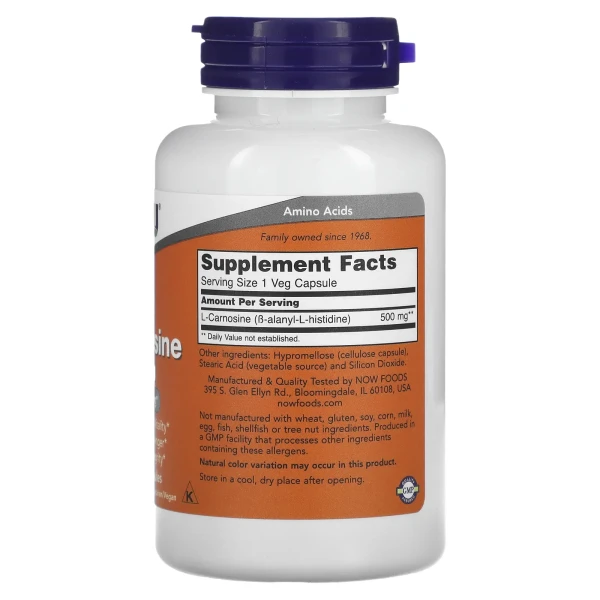 L-карнозин NOW Foods (L-Carnosine) 500 мг 100 вегетаріанських капсул