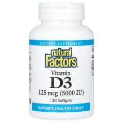 Natural Factors, вітамін D3, 125 мкг (5000 МО), 120 капсул