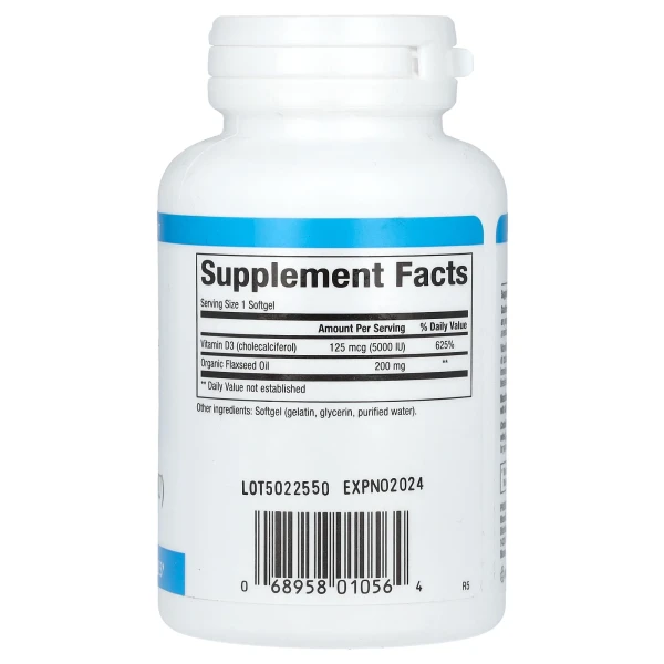 Natural Factors, вітамін D3, 125 мкг (5000 МО), 120 капсул