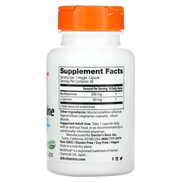 Бенфотіамін Doctor's Best (Benfotiamine with BenfoPure) 60 капсул