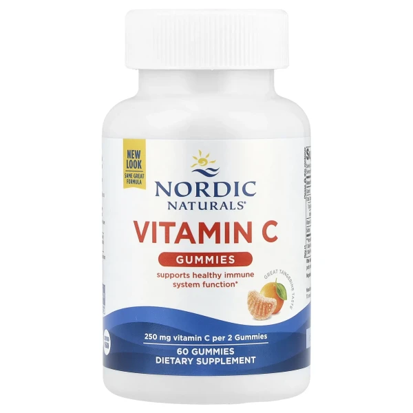 Вітамін C Nordic Naturals (Vitamin C Gummies) 250 мг 60 жувальних цукерок зі смаком мандарину