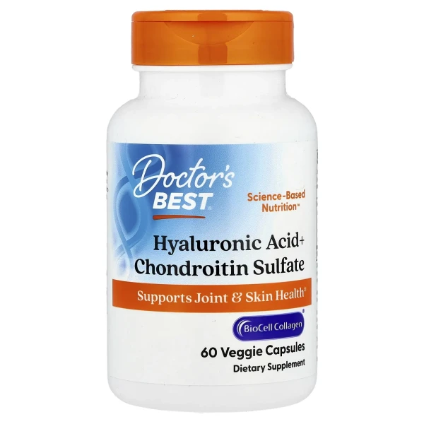 Гіалуронова кислота та хондроїтин сульфат Doctor's Best (Hyaluronic acid+Chondroitin sulfate) 50 мг/100 мг 60 капсул