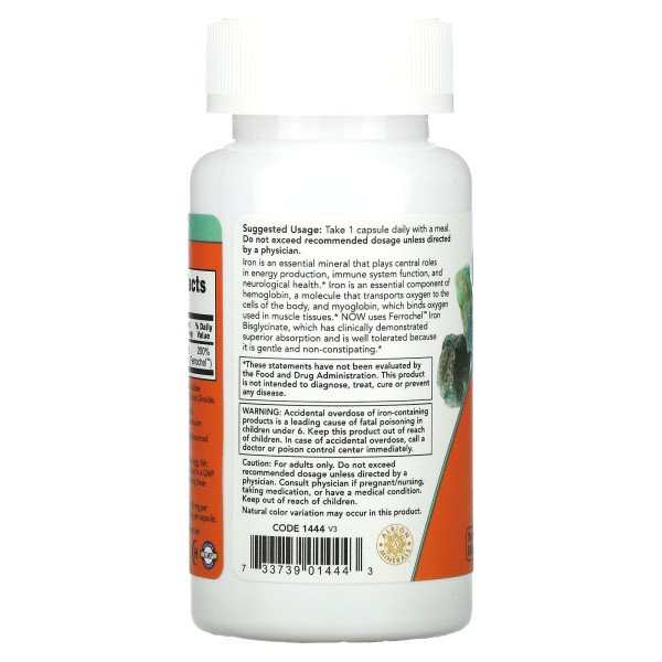 Залізо Now Foods (Iron) 36 мг 90 капсул