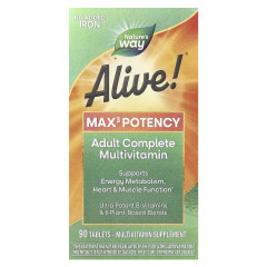 Мультивітаміни без заліза Nature's Way (Alive Max3 Potency Adult Complete Multivitamin) 90 таблеток
