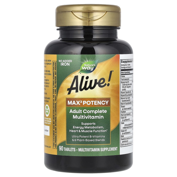 Мультивітаміни без заліза Nature's Way (Alive Max3 Potency Adult Complete Multivitamin) 90 таблеток