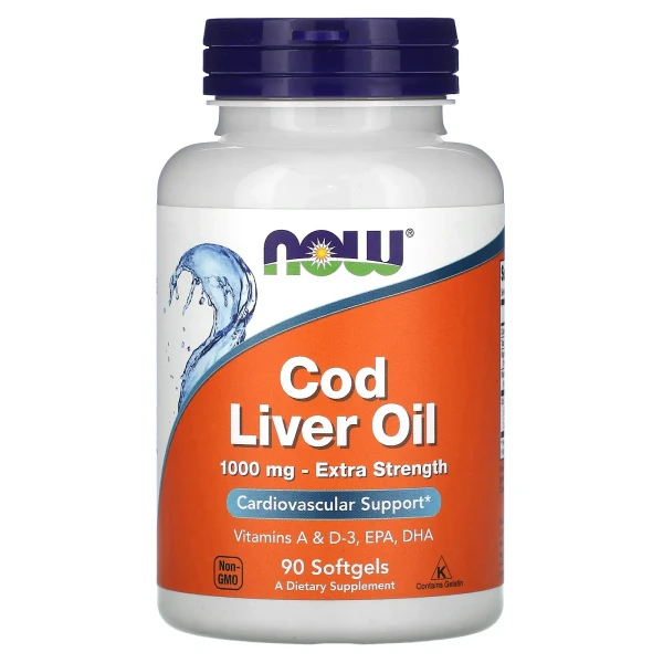 Рыбий жир из печени трески Now Foods (Cod Liver Oil) 1000 мг 90 капсул