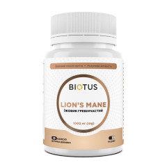 Їжовик гребінчастий, Lion's Mane, Biotus, 1000 мг, 30 капсул