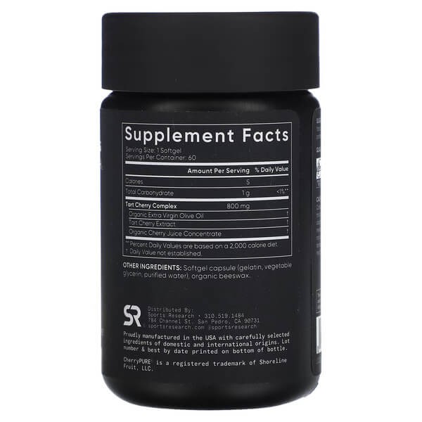 Комплекс з екстракту вишні Sports Research (Tart Cherry Fruit Complex) 60 рідких капсул