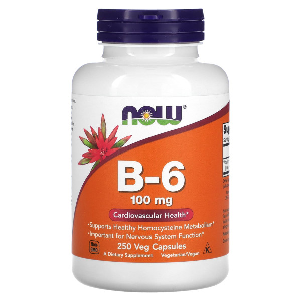 Витамин В6 NOW Foods (Vitamin B6) 100 мг 250 вегетарианских капсул
