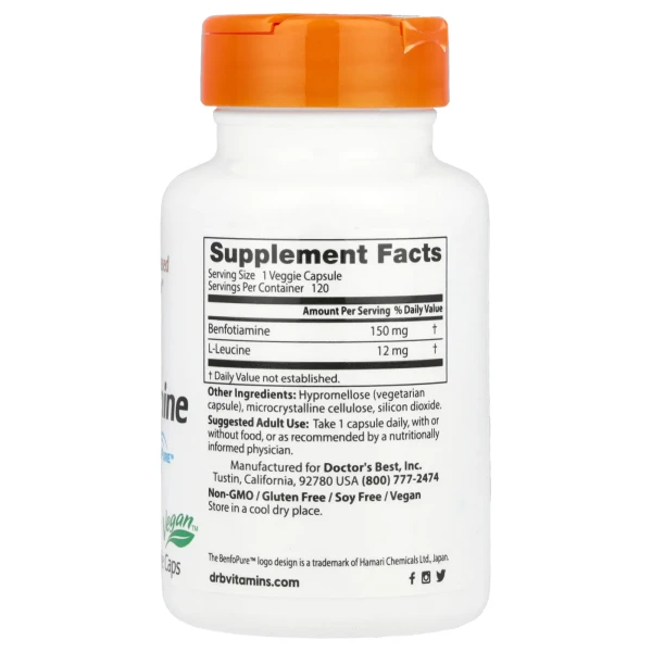 Бенфотіамін Doctor's Best (Benfotiamine) 150 мг 120 капсул