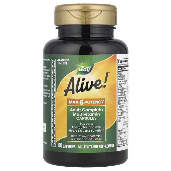 Мультивітаміни без заліза Nature's Way (Alive Max6 Potency Adult Complete Multivitamin) 90 капсул