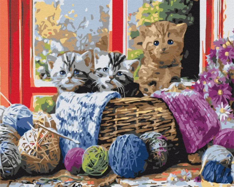 Картина за номерами Кошенята в кошику  Brushme 40x50