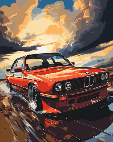 Картина за номерами Авто BMW E34 40x50 Origami