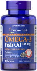 Омега-3 риб'ячий жир Puritan's Pride (Omega-3 Fish Oil) 1400 мг (950 мг активного омега-3) 60 гелевих капсул