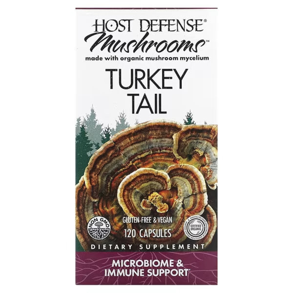 Траметес разноцветный Host Defense (Turkey Tail) 120 капсул