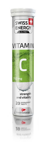Витамин С, VITAMIN C, Swiss Energy, лайм, 550 мг, 20 растворимых таблеток