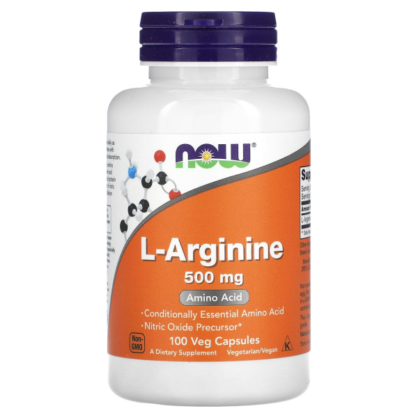 L-аргінін Now Foods (L-arginine) 500 мг 100 капсул