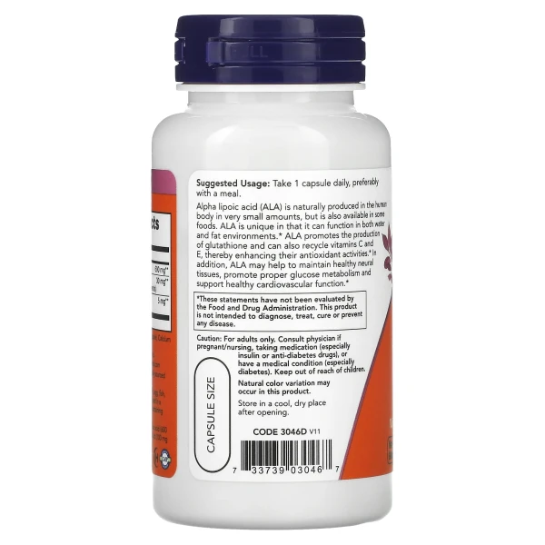 Альфа-ліпоєва кислота Now Foods (Alpha-lipoic acid) 600 мг 60 капсул