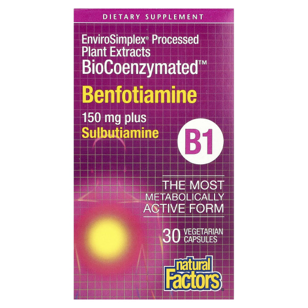 Бенфотіамін Natural Factors (Benfotiamine) 150 мг 30 капсул