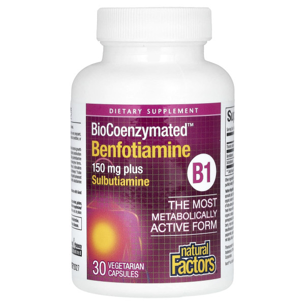 Бенфотіамін Natural Factors (Benfotiamine) 150 мг 30 капсул