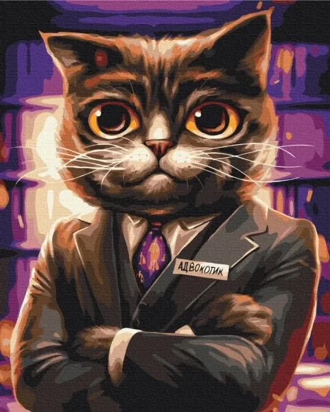 Преміум картина за номерами Котик адвокат ©Маріанна Пащук Brushme 40x50