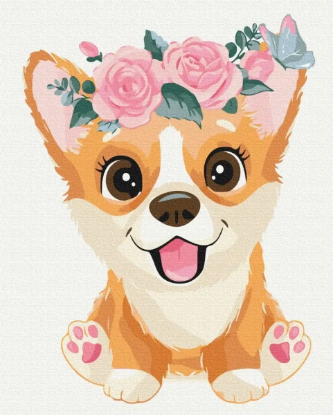 Картина за номерами Коргі в віночку  Brushme 48x60