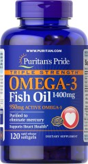 Омега-3 риб'ячий жир Puritan's Pride (Omega-3 Fish Oil) 1400 мг (950 мг активного омега-3) 120 гелевих капсул
