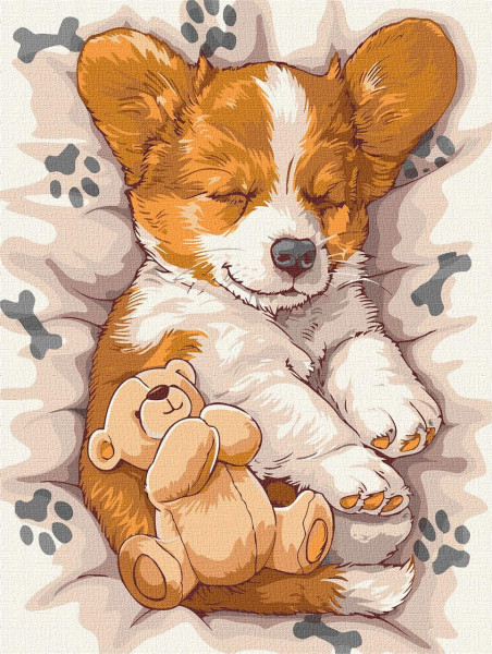 Картина за номерами Тварини Сплячий коргі 30x40 см Ideyka