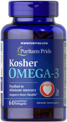 Омега-3 кошерний, Kosher Omega-3 with EPA &amp; DHA, Puritan's Pride, 742 мг, з ЕПК та ДГК, 60 гелевих капсул