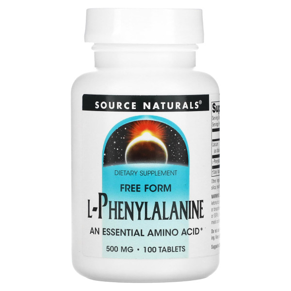 Фенілаланін, L-Phenylalanine, Source Naturals, 250 мг, 100 таблеток.