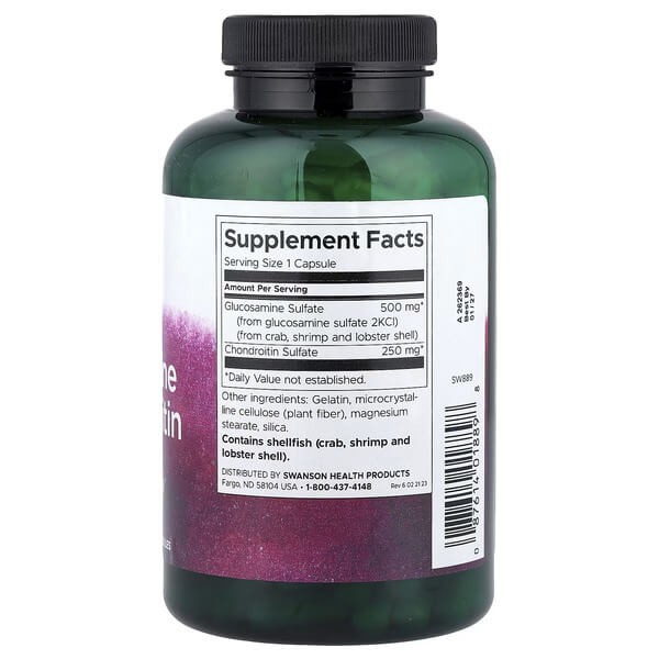 Глюкозамін і хондроїтин Swanson (Glucosamine & Chondroitin) 200 капсул