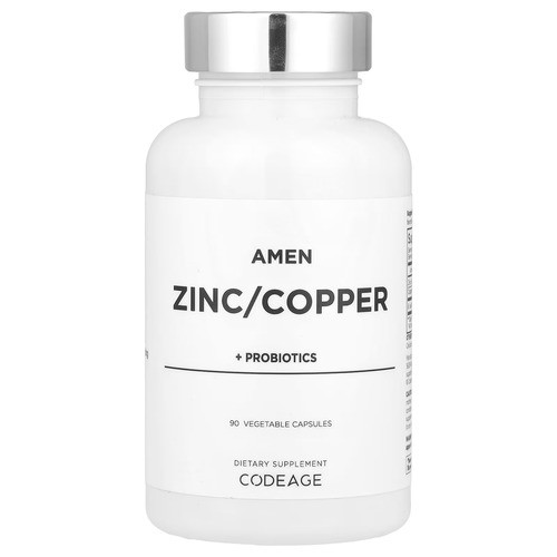 Цинк та мідь з пробіотиками Codeage (Amen Zinc/Copper + Probiotics) 90 рослинних капсул