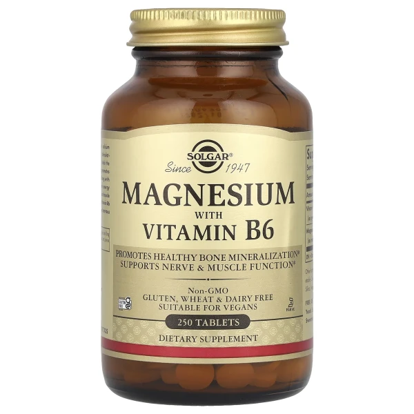 Магний с витамином В6 Solgar (Magnesium with Vitamin B6) 250 таблеток