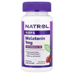 Мелатонин быстрого высвобождения (Melatonin fast disolve) со вкусом клубники 1 мг 90 таблеток