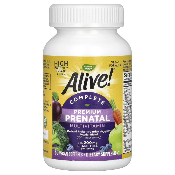 Мультивитамины для беременных Nature's Way (Alive Complete premium prenatal multivitamin) 60 капсул