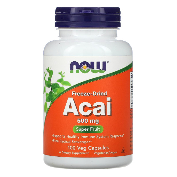 Сублімовані ягоди асаї Now Foods (Freeze-Dried Acai) 500 мг 100 капсул