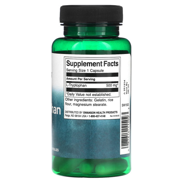 Триптофан Swanson (L-Tryptophan) 500 мг 60 капсул