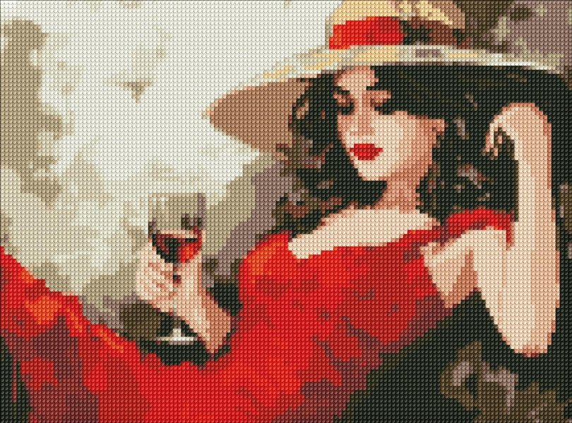 Алмазна мозаїка/вишивка Дівчина в капелюсі 30x40 Ideyka