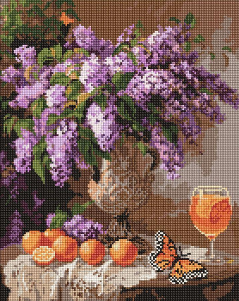Алмазная мозаика/вышивка Букет сирени в вазе 40x50 Ideyka