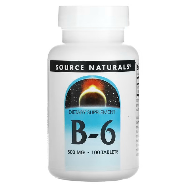 Витамин В6 (пиридоксин), Vitamin B-6, Source Naturals, 500 мг, 100 табл.