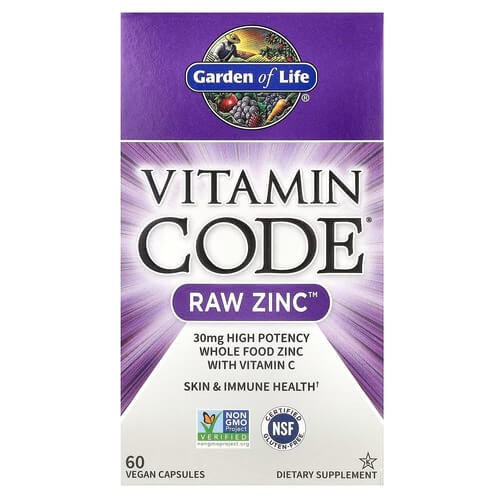 Цинк RAW Garden of Life (Vitamin Code RAW Zinc) 60 капсул